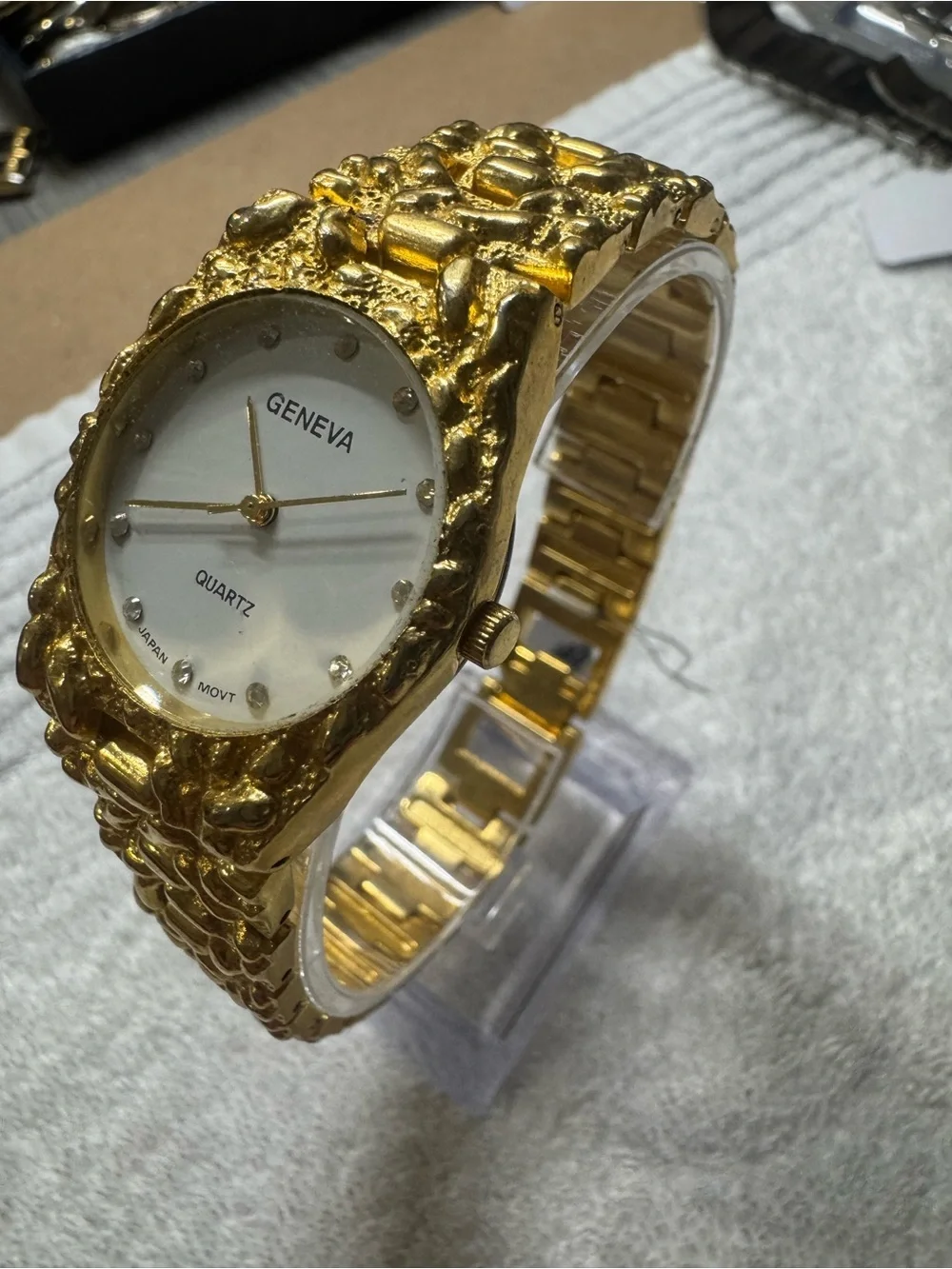 Geneva Gold Tone Men's Quartz Watch with White Dial